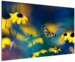 Mivali Tablou - Fluture galben și flori, dintr-o bucată 120x80 cm (V022402V12080)