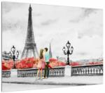 Mivali Tablou pe sticlă îndrăgostiții în Paris, dintr-o bucată 70x50 cm pe sticlă (V022029V7050GD)
