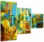 Mivali Tablou - Arhitectură, abstractizare cubistă (cu ceas), din trei bucăți 90x70 cm cu ceas (V023269V9070C)