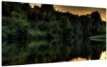 Mivali Tablou pe sticlă cu lac în pădure, dintr-o bucată 100x50 cm pe sticlă (V020974V10050GD)