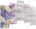 Mivali Tablou - Liliac pe lemn, din cinci bucăți 125x90 cm (V023335V12590)