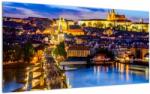 Mivali Tablou pe sticlă - Podul Carol, Praga, Republica Cehă, dintr-o bucată 100x50 cm pe sticlă (V023223V10050GD)