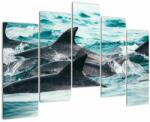 Mivali Tablou - Delfini în ocean, din cinci bucăți 125x90 cm (V021515V12590)