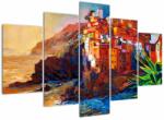 Mivali Tablou - Satul de coastă Cinque Terre, Riviera italiană, impresionismul modern, din cinci bucăți 150x105 cm (V023463V150105)