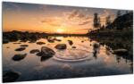 Mivali Tablou pe sticlă - Apus de soare la lac, dintr-o bucată 100x50 cm pe sticlă (V022725V10050GD)