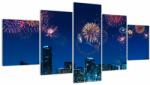 Mivali Tablou - Artificii in Miami (cu ceas), din cinci bucăți 150x80 cm cu ceas (V023270V15080C)