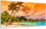 Mivali Tablou pe sticlă - Insula Bora Bora, dintr-o bucată 100x50 cm pe sticlă (V022350V10050GD)
