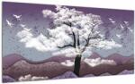 Mivali Tablou pe sticlă - Copac în nori, dintr-o bucată 100x50 cm pe sticlă (V022184V10050GD)