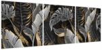 Mivali Tablou - Frunze tropicale, Galben - auriu, din trei bucăți 120x40 cm (V023603V12040)
