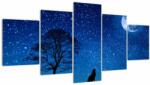 Mivali Tablou - Lupul urlând la lună, din cinci bucăți 150x80 cm (V022624V150805PCS)