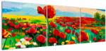 Mivali Tablou - Câmp cu maci, din trei bucăți 150x50 cm (V023365V15050)