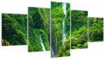 Mivali Tablou - Cascada Madakaripura, Java de Est, Indonezia (cu ceas), din cinci bucăți 150x80 cm cu ceas (V023400V15080C)