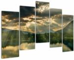 Mivali Tablou cu lac și soarele translucid, din cinci bucăți 125x90 cm (V021135V12590)