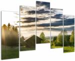 Mivali Tablou cabana în pădure, din cinci bucăți 125x90 cm (V020263V12590)