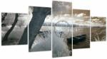 Mivali Tablou cu barca pe lac (cu ceas), din cinci bucăți 150x80 cm cu ceas (V022316V15080C)