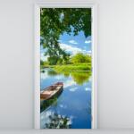 Mivali Fototapet pentru ușă - Râu de vară cu o barcă (D021977D95205)