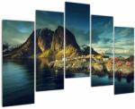 Mivali Tablou cu sat de pescari din Norvegia, din cinci bucăți 125x90 cm (V021280V12590)