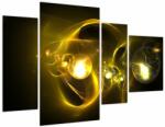 Mivali Tabloul abstract cu bile galbene (cu ceas), din patru bucăți 110x75 cm cu ceas (V020150V11075C)