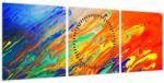 Mivali Tablou - Abstract colorat (cu ceas), din trei bucăți 90x30 cm cu ceas (V022528V9030C)