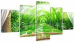 Mivali Tablou - Privire la grădina tropicală (cu ceas), din cinci bucăți 150x80 cm cu ceas (V022806V15080C)