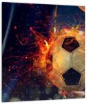Mivali Tablou pe sticlă - Minge de fotbal în flăcări, dintr-o bucată 30x30 cm pe sticlă (V022850V3030GD)