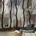 Mivali Fototapet - Cerb printre copaci, vlies, 147x102 cm (T100852TQ3)