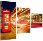 Mivali Tablou cu căsuța telefonică roșie din Londra (cu ceas), din trei bucăți 90x70 cm cu ceas (V021120V9070C)