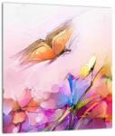 Mivali Tablou pe sticlă - Fluture asupra florilor, abstracție, dintr-o bucată 30x30 cm pe sticlă (V022906V3030GD)