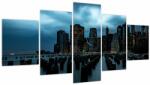Mivali Tablou - Privire spre Zgârâie nori din New York (cu ceas), din cinci bucăți 150x80 cm cu ceas (V021719V15080C)
