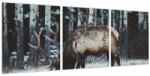 Mivali Tablou - cerbul iarna (cu ceas), din trei bucăți 90x30 cm cu ceas (V020179V9030C)