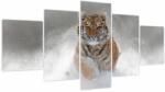 Mivali Tablou cutigru fugind prin zăpadă (cu ceas), din cinci bucăți 150x80 cm cu ceas (V020719V15080C)