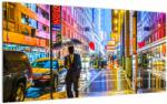 Mivali Tablou pe sticlă - Oraș în lumina neoanelor, dintr-o bucată 100x50 cm pe sticlă (V022835V10050GD)