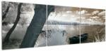 Mivali Tablou cu barca pe lac, din trei bucăți 150x50 cm (V022316V15050)