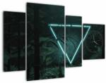 Mivali Tablou - Triunghi de neon în junglă (cu ceas), din patru bucăți 110x75 cm cu ceas (V022892V11075C)
