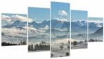 Mivali Tablou cu munții înzăpeziți (cu ceas), din cinci bucăți 150x80 cm cu ceas (V021178V15080C)