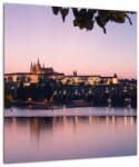 Mivali Tablou pe sticlă cu palatul din Praga și Vltava, dintr-o bucată 40x40 cm pe sticlă (V020901V4040GD)