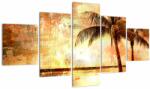 Mivali Tablou - Palmieri pe plajă, din cinci bucăți 125x70 cm (V023254V12570)