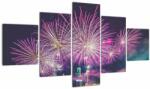 Mivali Tablou cuoraș nocturn cu artificii, din cinci bucăți 125x70 cm (V020363V12570)