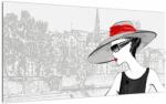 Mivali Tablou pe sticlă - Doamna la oraș, dintr-o bucată 100x50 cm pe sticlă (V023535V10050GD)