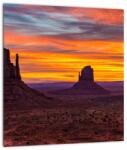 Mivali Tablou pe sticlă - Monumentul Valley în Arizona, dintr-o bucată 30x30 cm pe sticlă (V021501V3030GD)