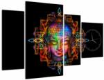 Mivali Tablou - Bustul lui Buddha în culori neon (cu ceas), din patru bucăți 110x75 cm cu ceas (V023477V11075C)