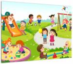Mivali Tablou pe sticlă cu bucuriile copiilor în nisip, dintr-o bucată 70x50 cm pe sticlă (V022083V7050GD)