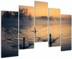 Mivali Tablou cu lebăde pe apă în ceață, din cinci bucăți 125x90 cm (V020989V12590)