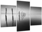 Mivali Tablou cu nivelul de lac alb negru, din trei bucăți 90x60 cm (V022032V90603PCS)