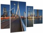 Mivali Tablou - Amurg în Rotterdam, Olanda (cu ceas), din patru bucăți 110x75 cm cu ceas (V022478V11075C)