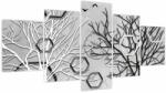 Mivali Tablou abstract cu pomi (cu ceas), din cinci bucăți 150x80 cm cu ceas (V022132V15080C)