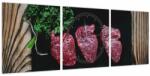 Mivali Tablou cu carne pe farfurie (cu ceas), din trei bucăți 90x30 cm cu ceas (V021193V9030C)
