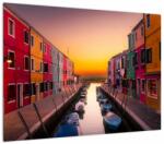 Mivali Tablou pe sticlă - Apus de soare, insula Burano, Veneția, Italia, dintr-o bucată 70x50 cm pe sticlă (V022657V7050GD)
