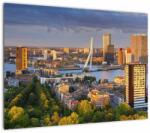Mivali Tablou pe sticlă - Panorama Rotterdamului, Țările de Jos, dintr-o bucată 70x50 cm pe sticlă (V023175V7050GD)