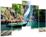 Mivali Tablou cu navă lungă pe plajă, din cinci bucăți 125x90 cm (V021199V12590)